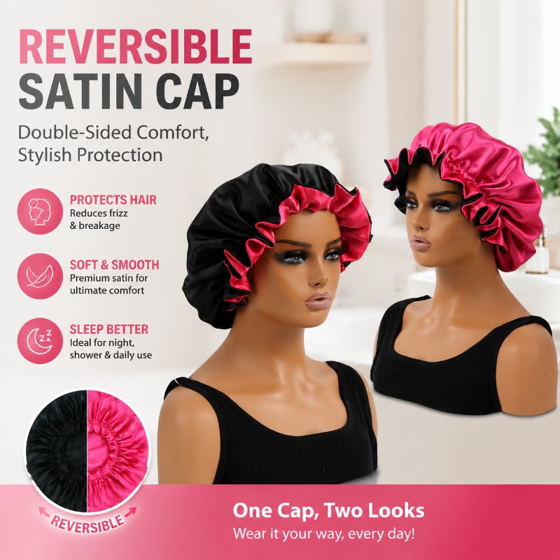Satin Hair Bonnet - Kadınlar için Çift Taraflı Kullanılabilir Saten