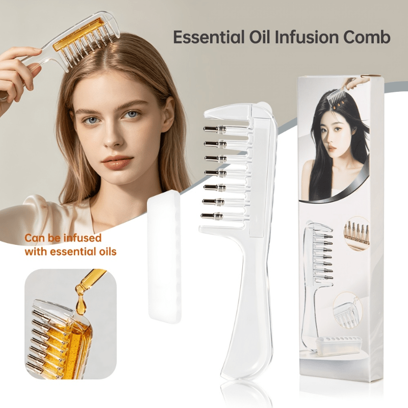 Hair Care Serum - Şeffaf Uçucu Yağ Aplikatörü Saç Tarağı,