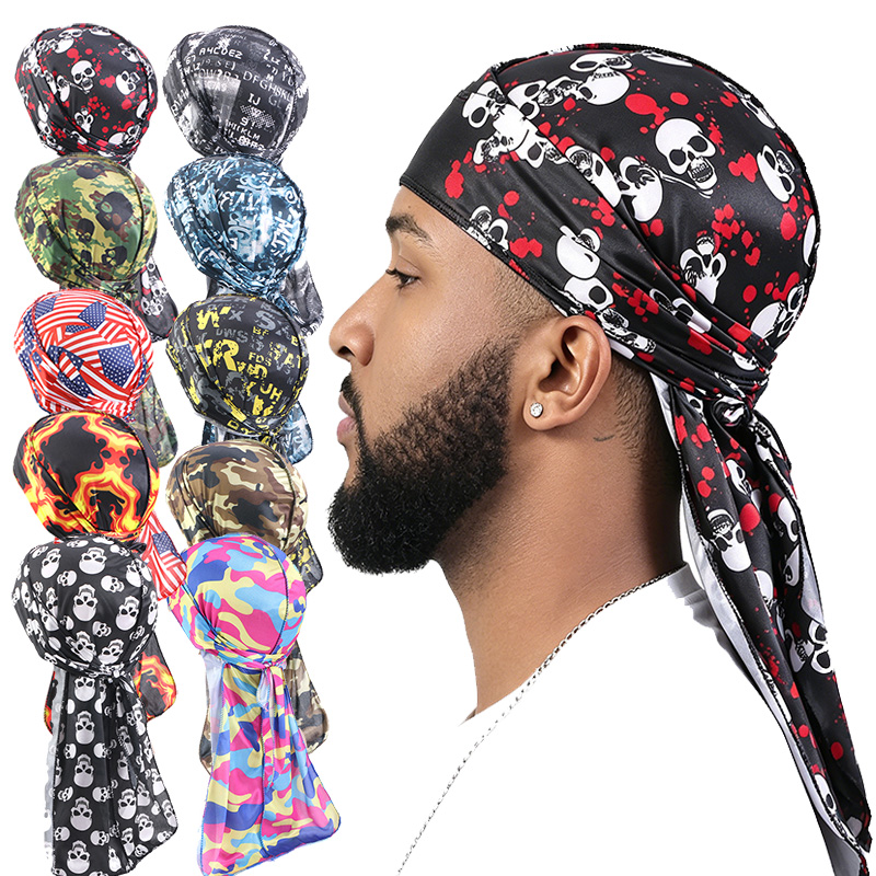 Satin Hair Bonnet - 3 adet moda uzun kuyruk Durag